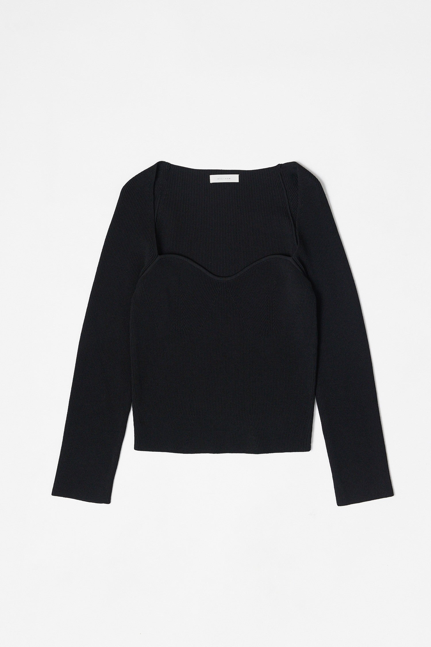 Darcie Sweetheart Long Sleeve Top - Black