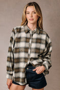 Load image into Gallery viewer, Billie Dolman Plaid Flannel Shirt - Cream/Olive
