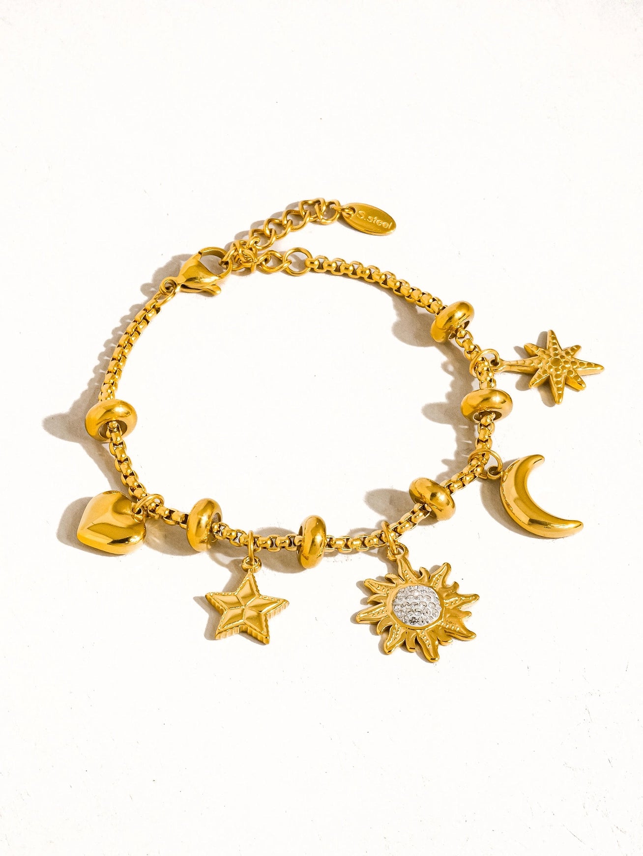 Elara Star and Moon Charm Bracelet