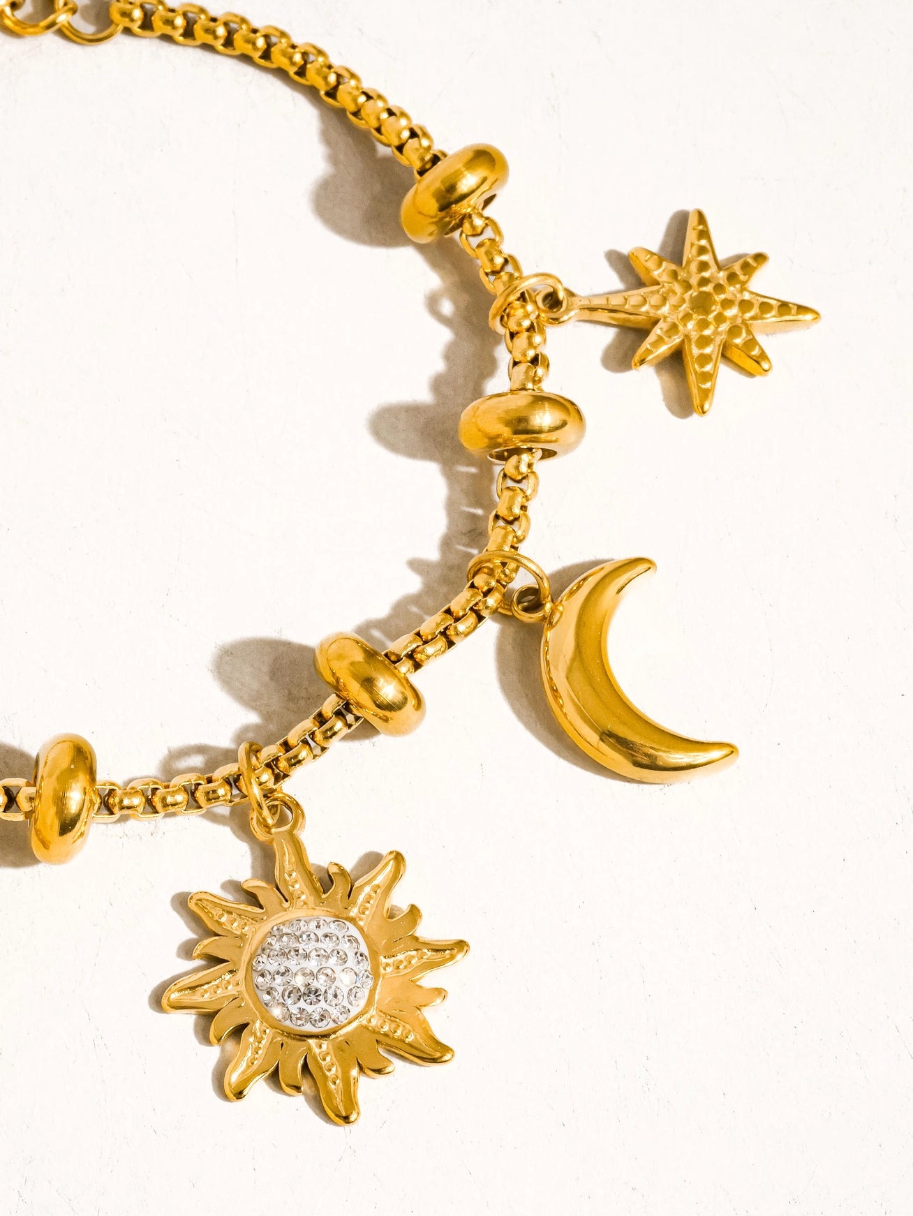Elara Star and Moon Charm Bracelet
