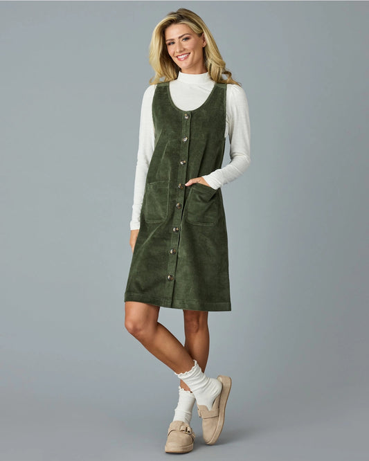 Elizabeth Corduroy Jumper Dress - Ivy