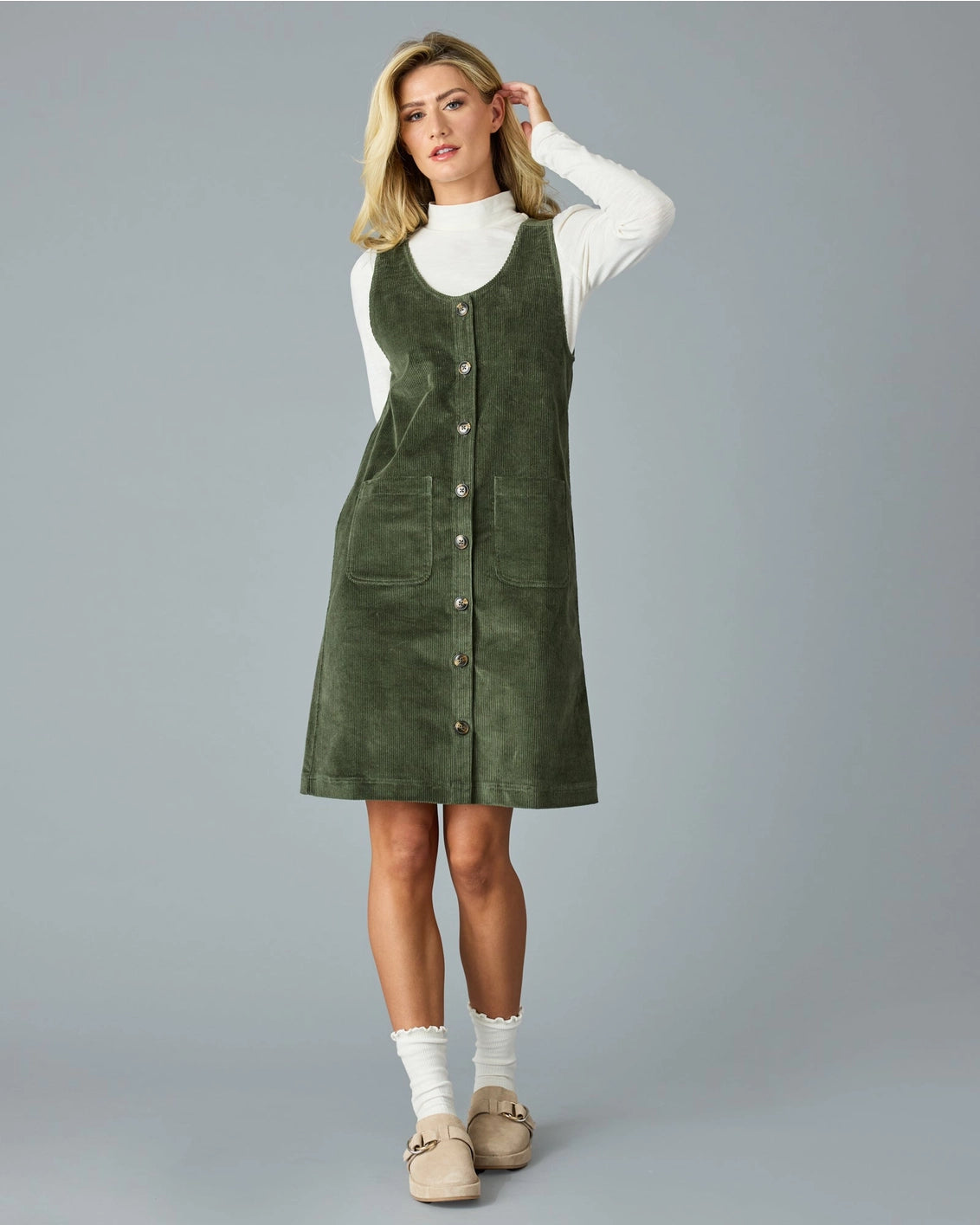 Elizabeth Corduroy Jumper Dress - Ivy