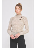 Load image into Gallery viewer, Eloise Bows Lace Knit Top - French Beige/Brown
