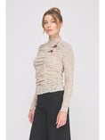 Load image into Gallery viewer, Eloise Bows Lace Knit Top - French Beige/Brown
