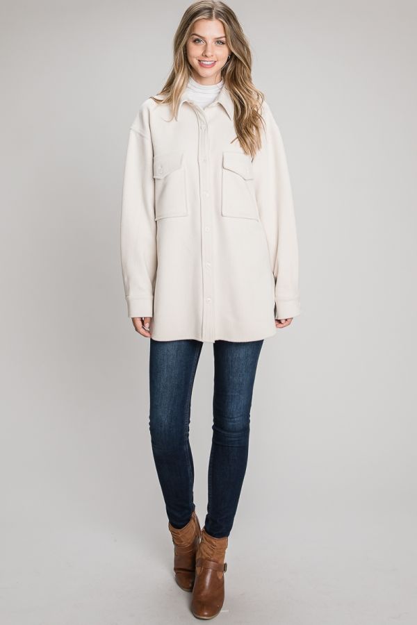 Elsa Corduroy Shirt Jacket - Cream