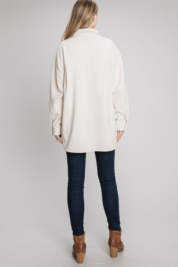 Elsa Corduroy Shirt Jacket - Cream