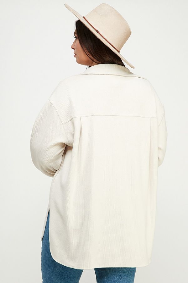 Elsa Corduroy Shirt Jacket - Cream