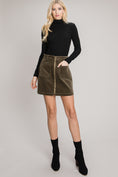 Load image into Gallery viewer, Emma Corduroy Zip Up Mini Skirt - Olive
