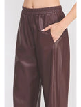 Load image into Gallery viewer, Mora Faux Leather Wide Leg Pants - Wine
