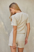 Load image into Gallery viewer, Kira Front Tie Linen Top - Oatmeal
