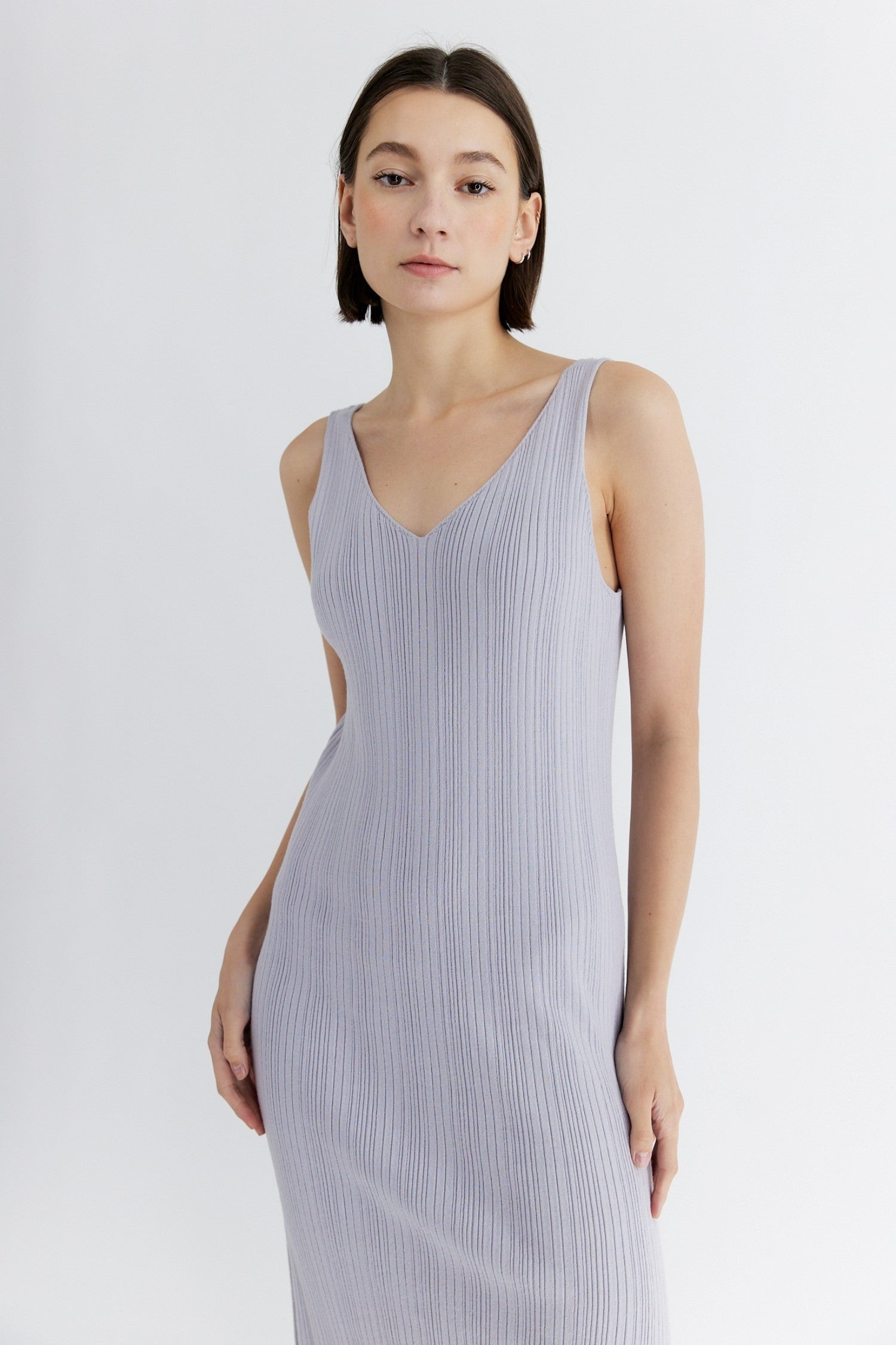 Geri Plisse Ribbed Midi Dress - Lilac Medium / Lilac Geri Plisse Ribbed Midi Dress - Lilac Medium / Lilac