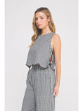 Load image into Gallery viewer, Stevie Gingham Scalloped Tank - Black/White
