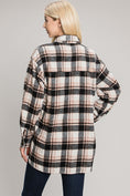 Load image into Gallery viewer, Harlowe Soft-Brushed Plaid Shirt Jacket - Black Rust/Navy Sand
