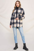 Load image into Gallery viewer, Harlowe Soft-Brushed Plaid Shirt Jacket - Black Rust/Navy Sand
