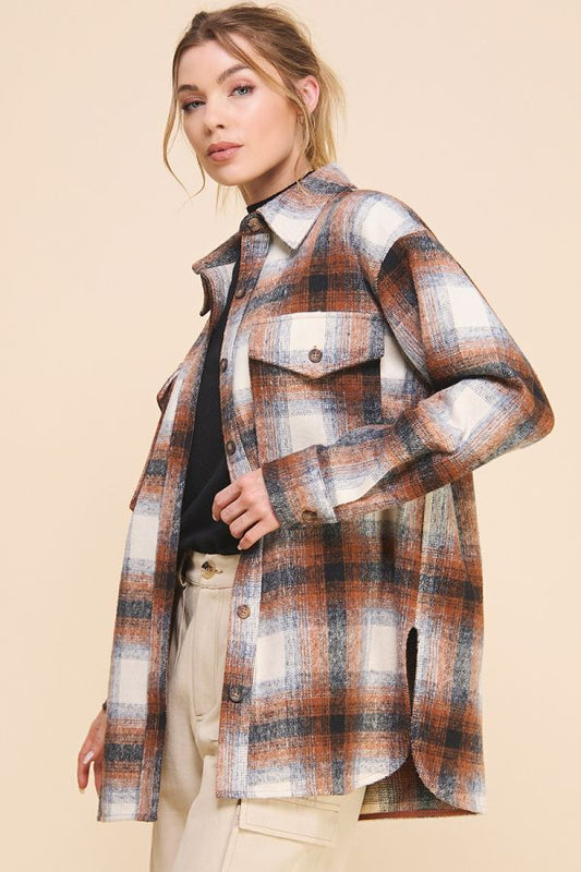 Harlowe Soft-Brushed Plaid Shirt Jacket