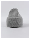 Load image into Gallery viewer, Harper Angora Wool Blend Beanie - Grey/Dusty Rose
