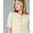 Load image into Gallery viewer, Heather Ribbed Knit Short Sleeve Sweater - Parchment
