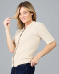 Load image into Gallery viewer, Heather Ribbed Knit Short Sleeve Sweater - Parchment
