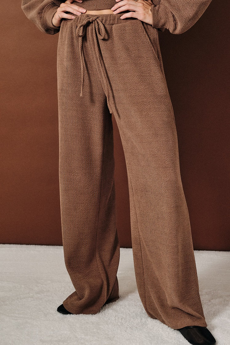 Tatum High Waist Wide Leg Pants - Mocha