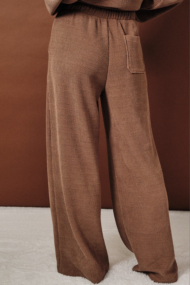 Tatum High Waist Wide Leg Pants - Mocha