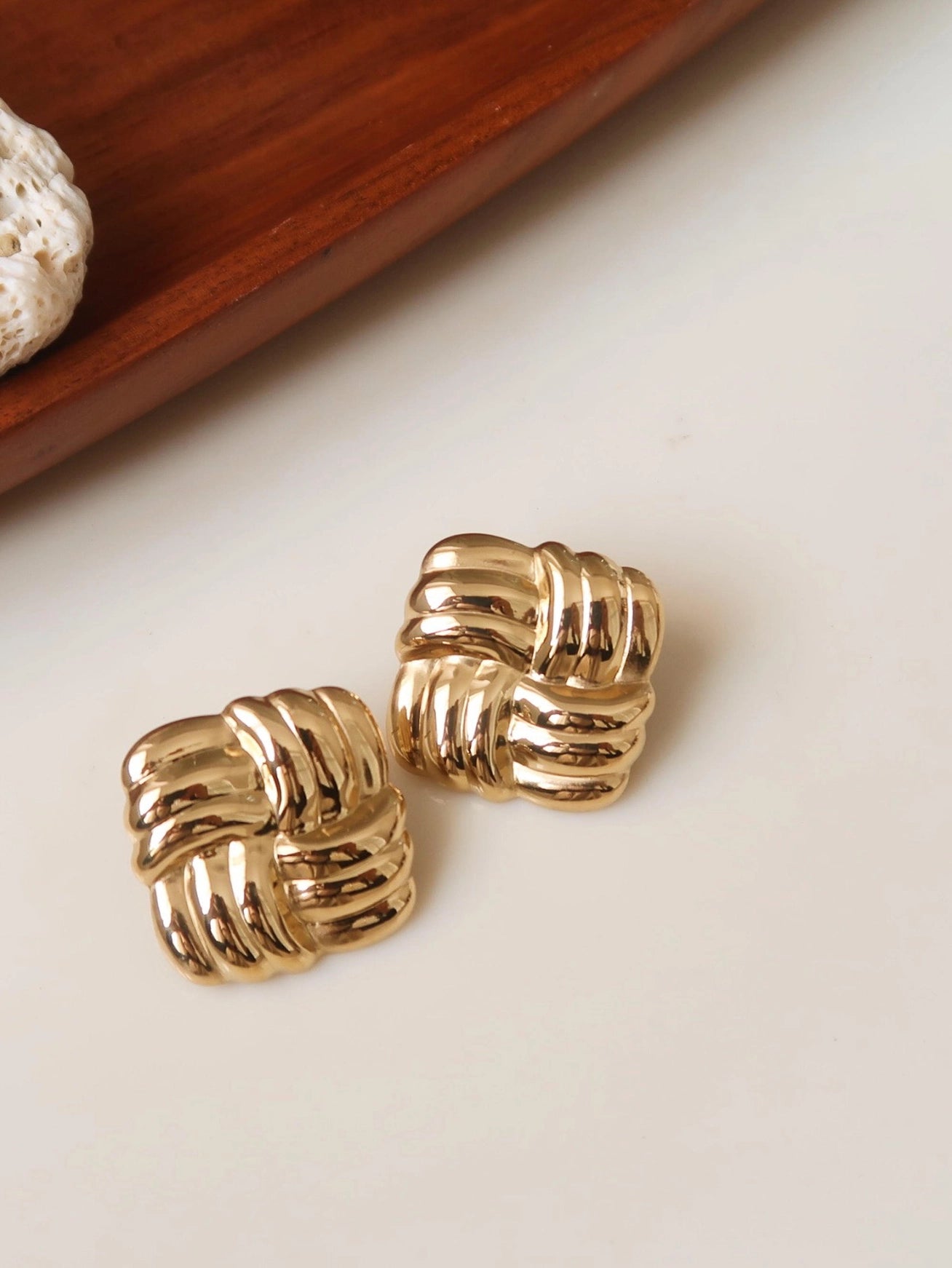 Jane Textured Knot Stud Earrings