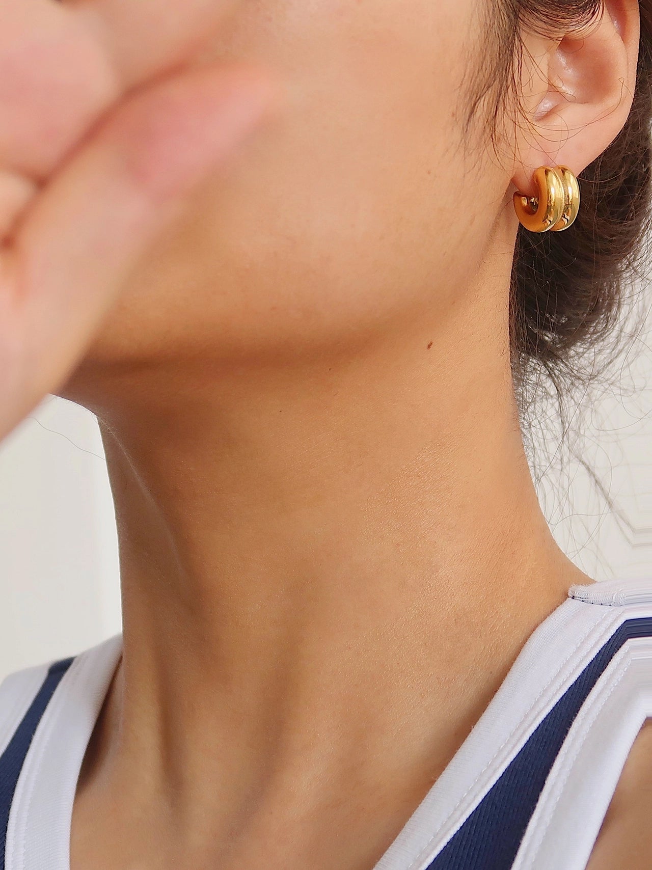 Janel Double Hoop Stud Earring - 18K Gold