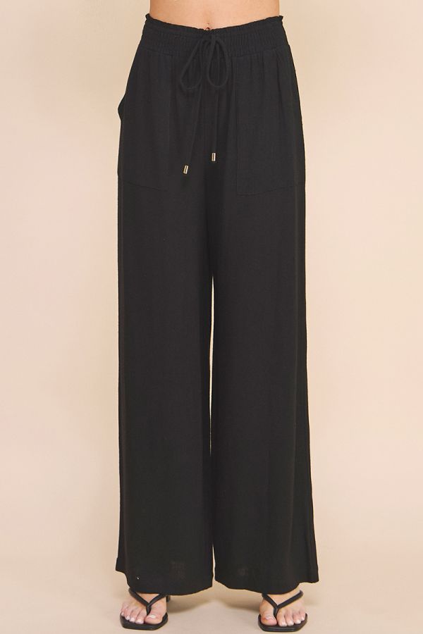 Jessica Linen Blend Pants - Black