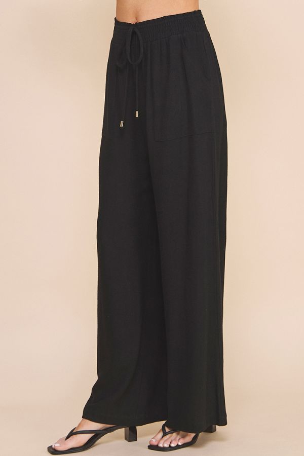 Jessica Linen Blend Pants - Black