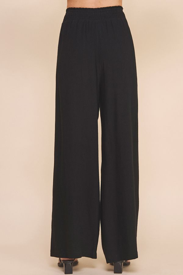 Jessica Linen Blend Pants - Black