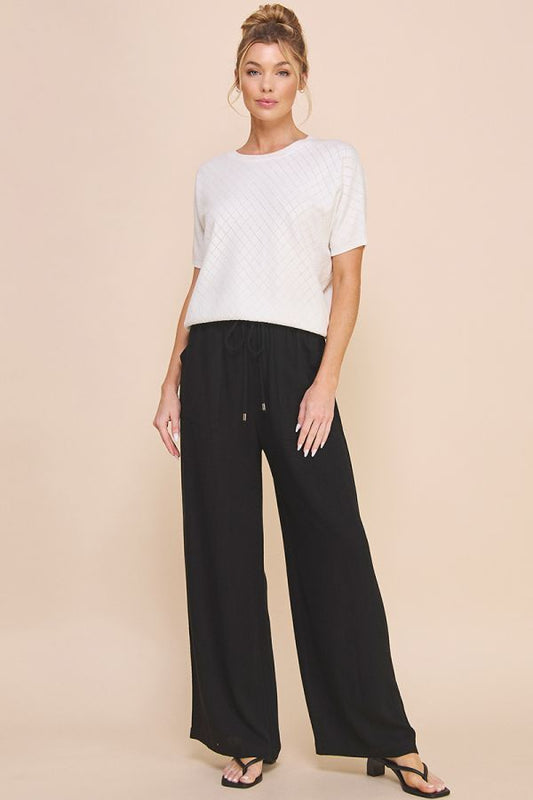 Jessica Linen Blend Pants - Black