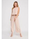 Load image into Gallery viewer, Jinny Scallop Linen Blend Tank Top - Almond
