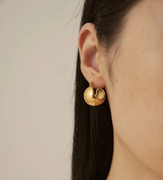 Joyce Round Circle Hoop Dangle Earring - Gold