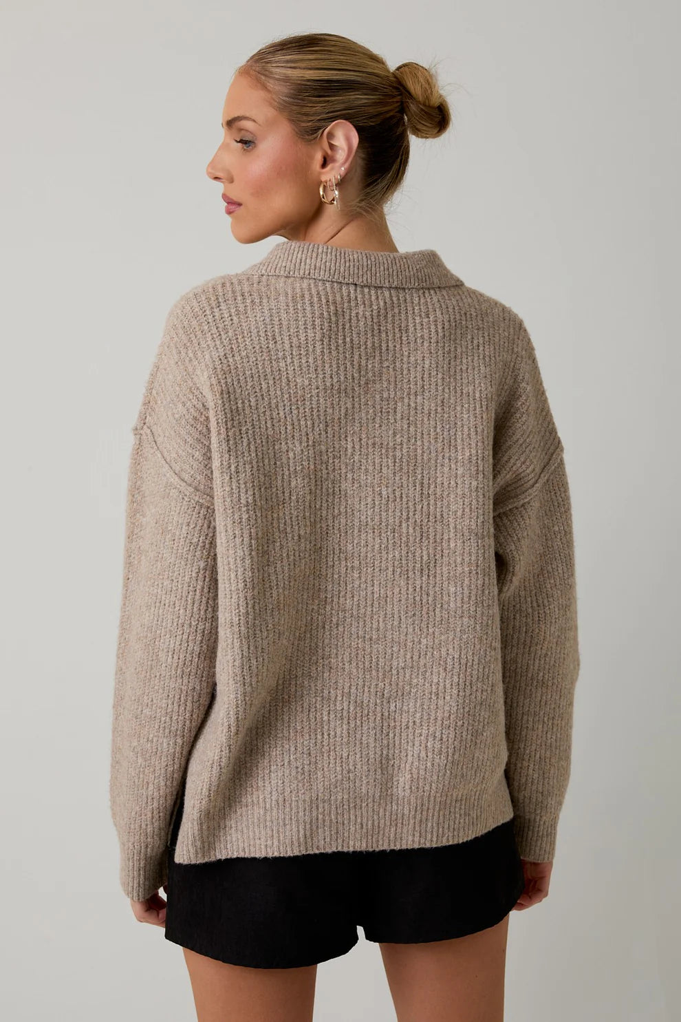Julia Wide Collar Sweater Jacket - Oatmeal