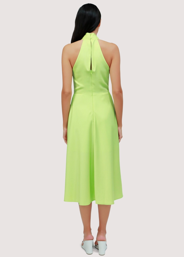 Kailani Satin Halter Midi Dress - Lime Green Large Kailani Satin Halter Midi Dress - Lime Green Large