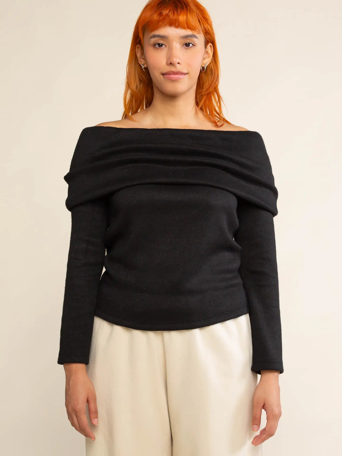 Kaley Off-the-Shoulder Knit Top - Black