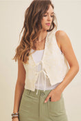 Load image into Gallery viewer, Katelyn Embroidered Front Tie Vest - Cream
