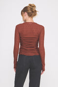 Load image into Gallery viewer, Kimberly Lace Ruched Top - Brick/Rhinestones
