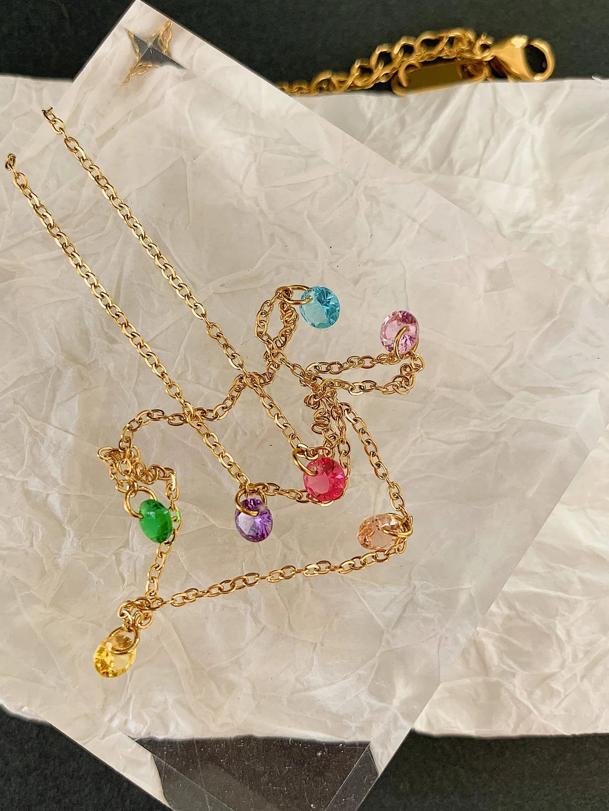 Lianna Petite Cubic Zirconia Chain Necklace - Multi-Colored
