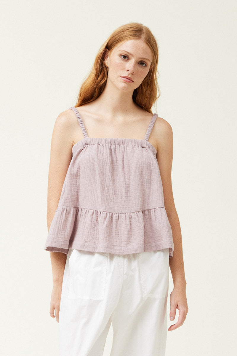 Lila Tiered Gauze Tank - Violet