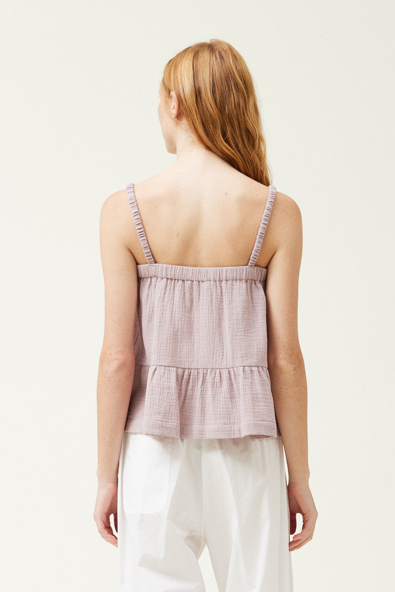 Lila Tiered Gauze Tank - Violet