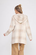 Load image into Gallery viewer, Louise Long Plaid Hoodie Cardigan - Sand
