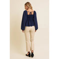 Load image into Gallery viewer, Madeline Ruched Babydoll Blouse - Navy
