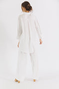 Load image into Gallery viewer, Madison Satin Tencel Boyfriend Shirt - White/Midnight/Black
