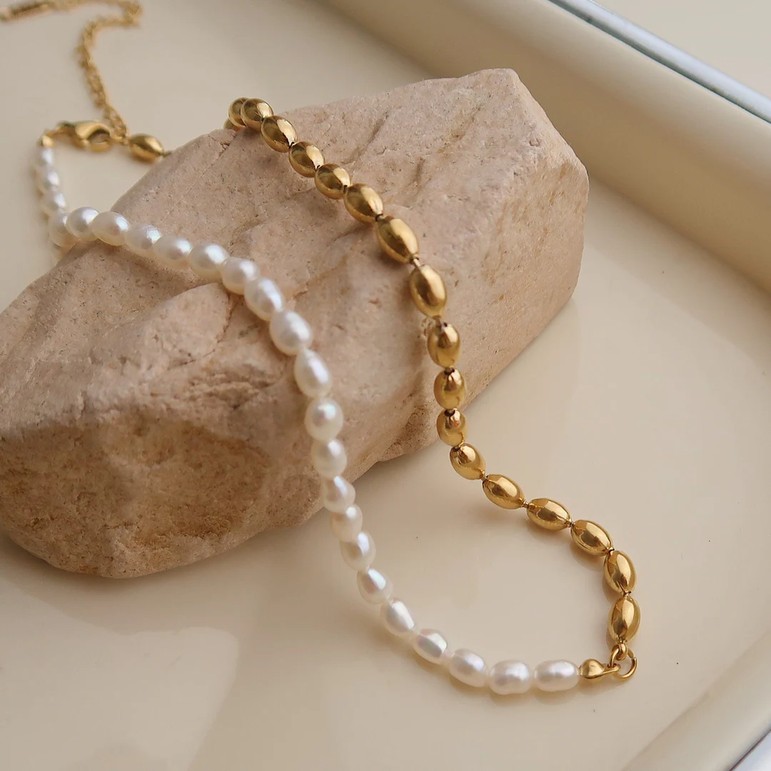 Maisie Freshwater Pearl Choker - Gold/Pearl