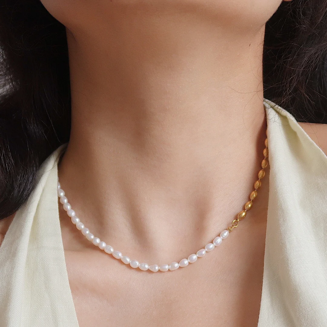 Maisie Freshwater Pearl Choker - Gold/Pearl