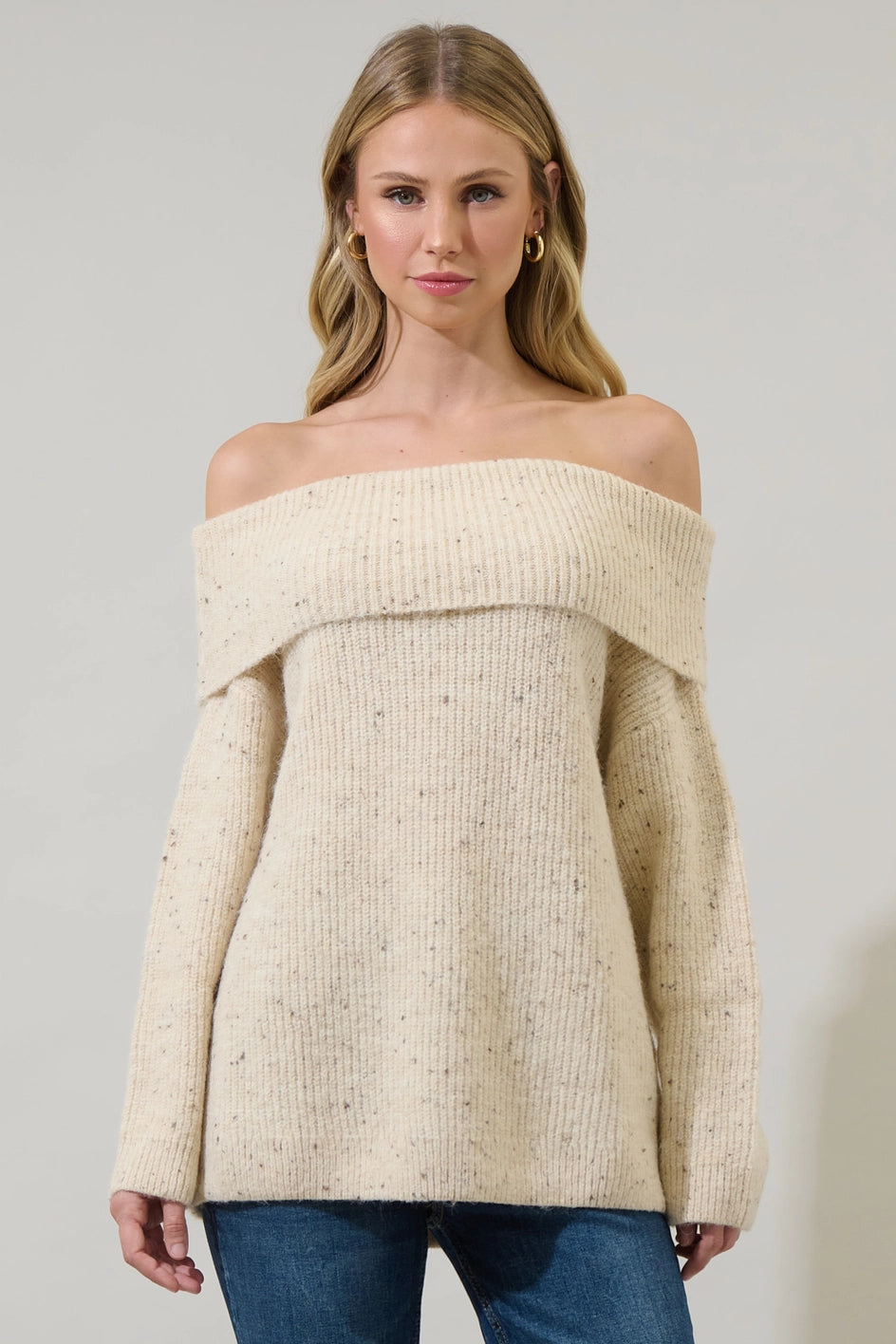 Marice Off the Shoulder Sweater - Oatmeal