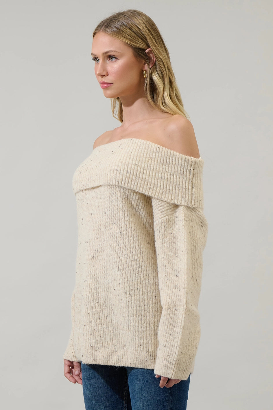 Marice Off the Shoulder Sweater - Oatmeal