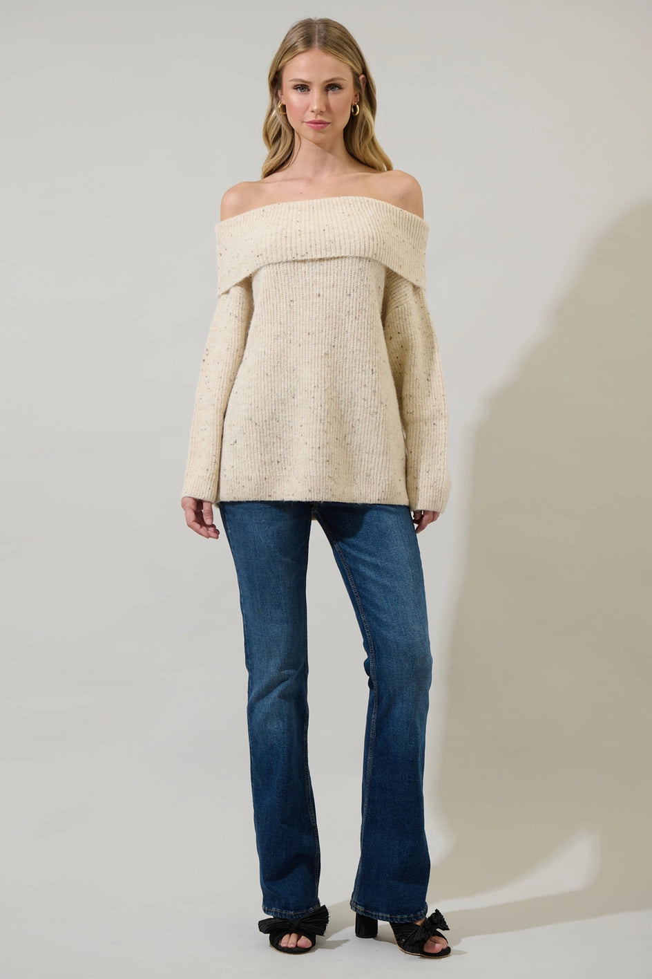 Marice Off the Shoulder Sweater - Oatmeal