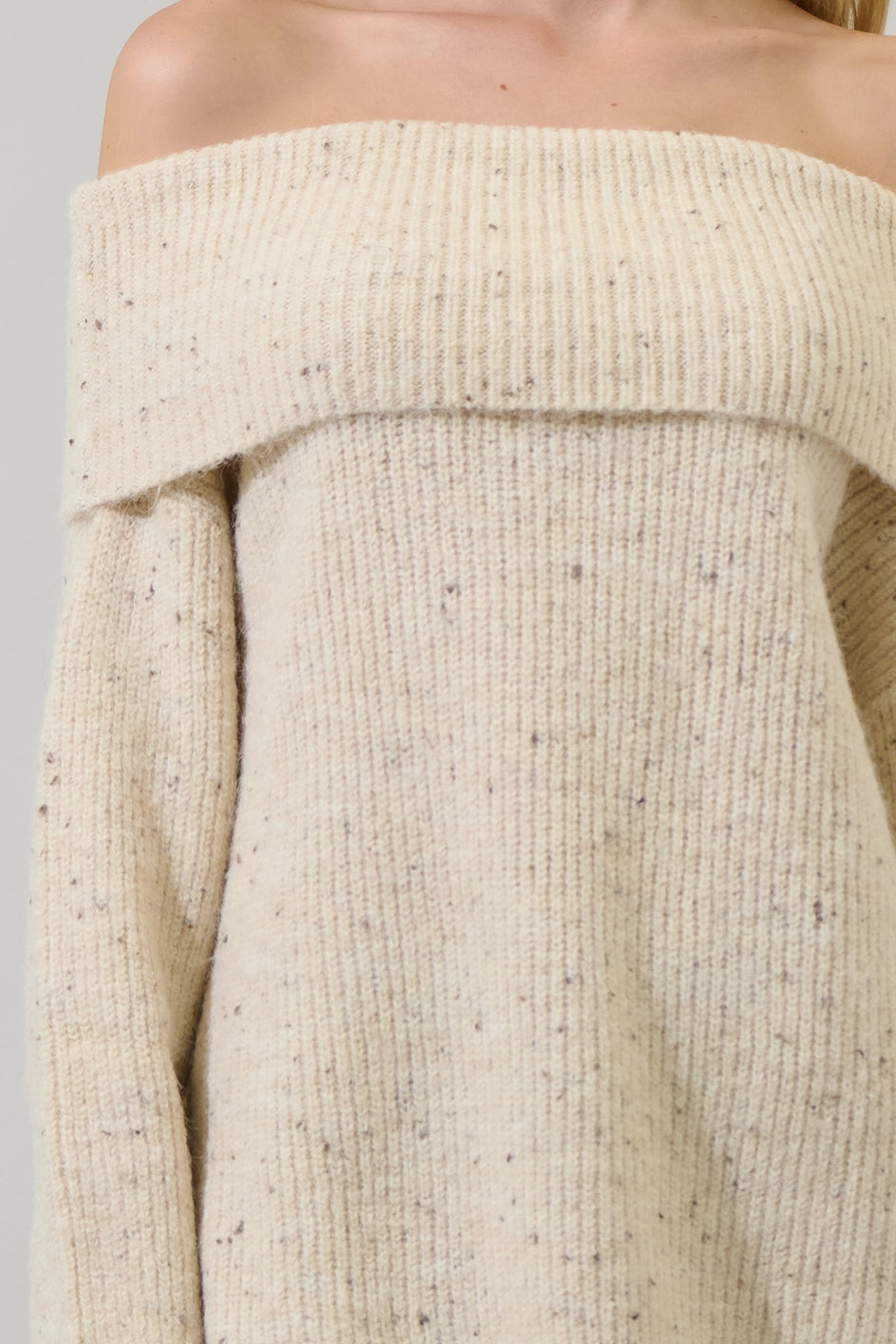 Marice Off the Shoulder Sweater - Oatmeal