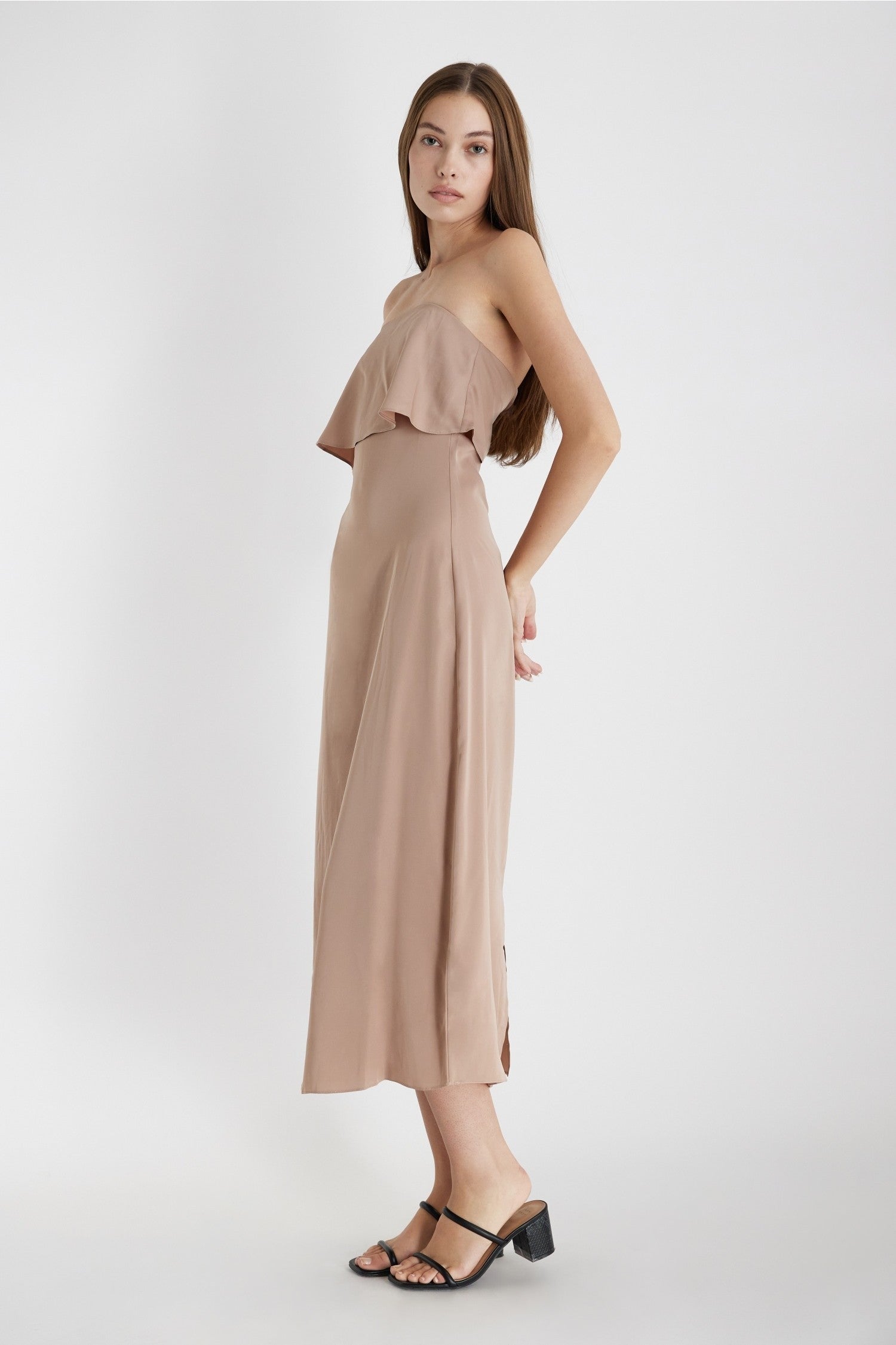 May Tiered Strapless Dress - Blush